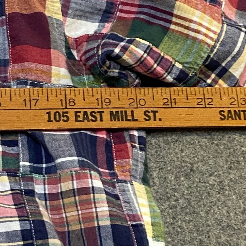 Bay Hill Collection Patchwork Button Down Men Medium Short Sleeve Plaid - Picture 6 of 9